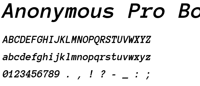 Anonymous Pro Bold Italic font